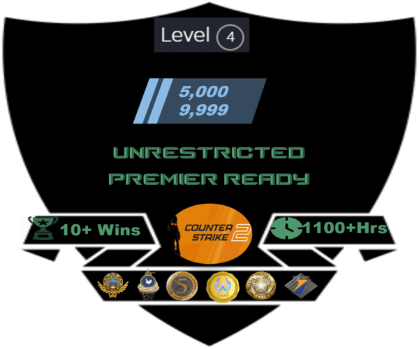 Buy CS2 account with 5-10k Rating/2 Medals & 4 Coins/Unrestricted/1100+ Hrs & more!